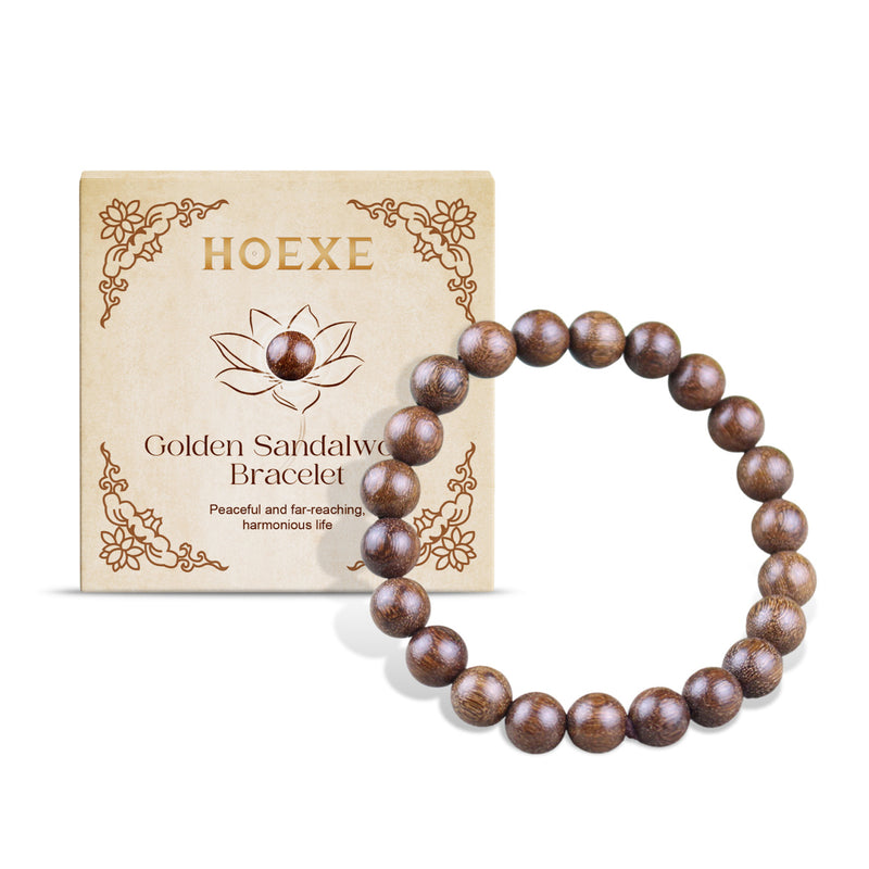 Hoexe Golden Silk Sandalwood Bead Bracelet Is A Simple And Fashionable Decoration For Daily Wear On The Hand