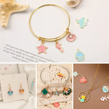 MARFOREVER 120 Pieces Of Ocean-themed Sea Jewelry For Jewelry Making, Gold Enamel Assorted Starfish And Shell Pendants Can Be Made Into Necklaces, Earrings, Bracelets,-Selling On Amazon Is Prohibited