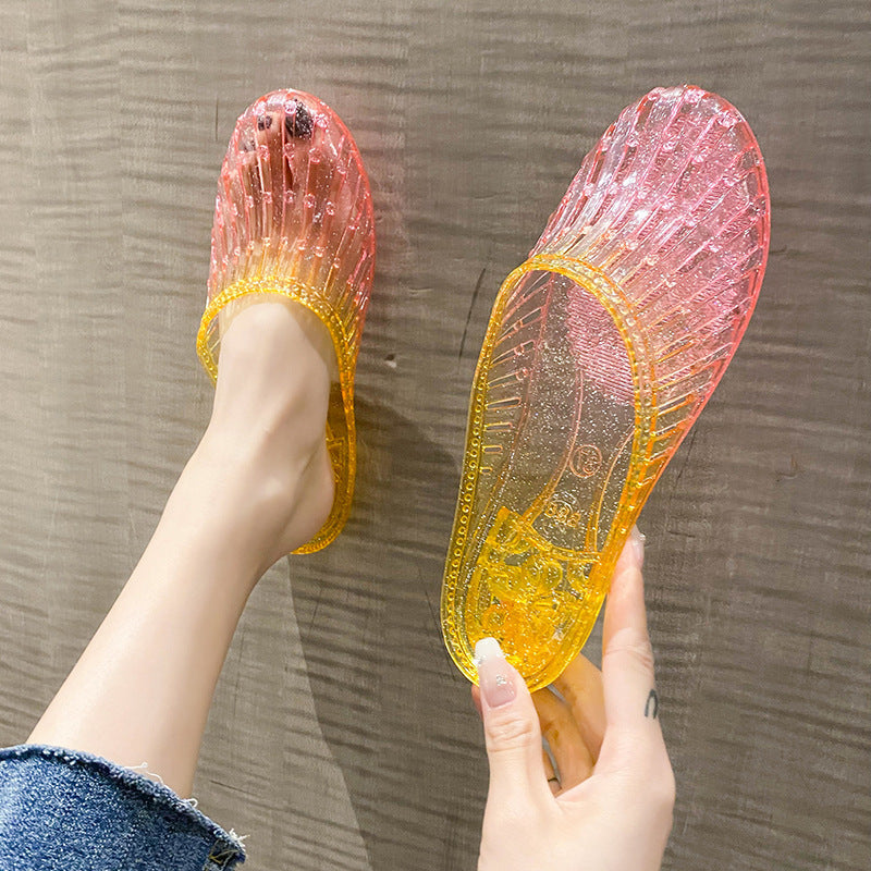 Fashion Crystal Women's Toe-covered Non-slip Sandals