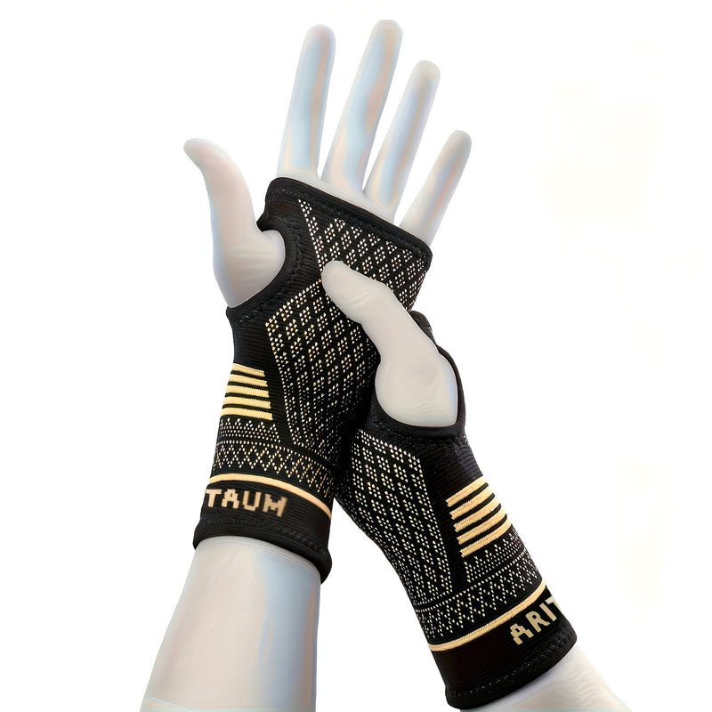 1 Pair Copper Wrist Compression Sleeves Support Brace Unisex For Sports Fitness Workouts Typing Breathable Hand Protection