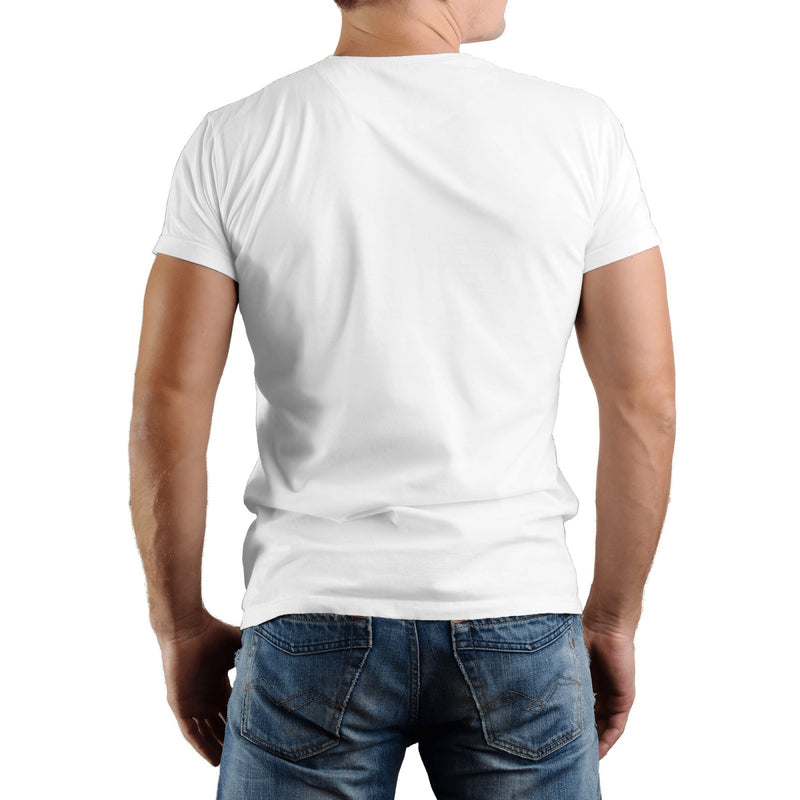 White Bullfighting Printed Men's Pure Cotton T-shirt - Casual Round Neck, Slightly Elastic, Suitable For Summer Knitted Fabric, Classic Fit Adult Shirt, Couple's Shirt