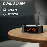 AM FM Alarm Clock Radio With Dual Alarm Sleep Timer  Snooze Functions Orange LED Display 4-Level Dimming Option ITOMA CKS3301