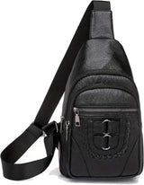 Men's And Women's Retro Leather Crossbody Bag Chest Bag