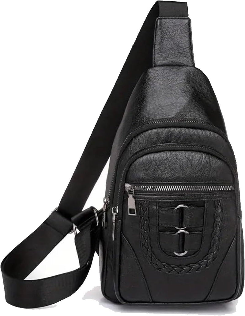 Men's And Women's Retro Leather Crossbody Bag Chest Bag