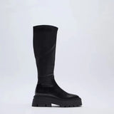 Autumn And Winter Horse Knight Boots High Leg Boot Thick Bottom Female Stretch Boots