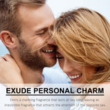 OUHOE Perfume Jasmine and pink couple sharing a joyful moment exuding charm and attraction.