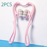 Masajeador de cuello manual multifuncional de seis ruedas con rodillos de masaje para aliviar el dolor.