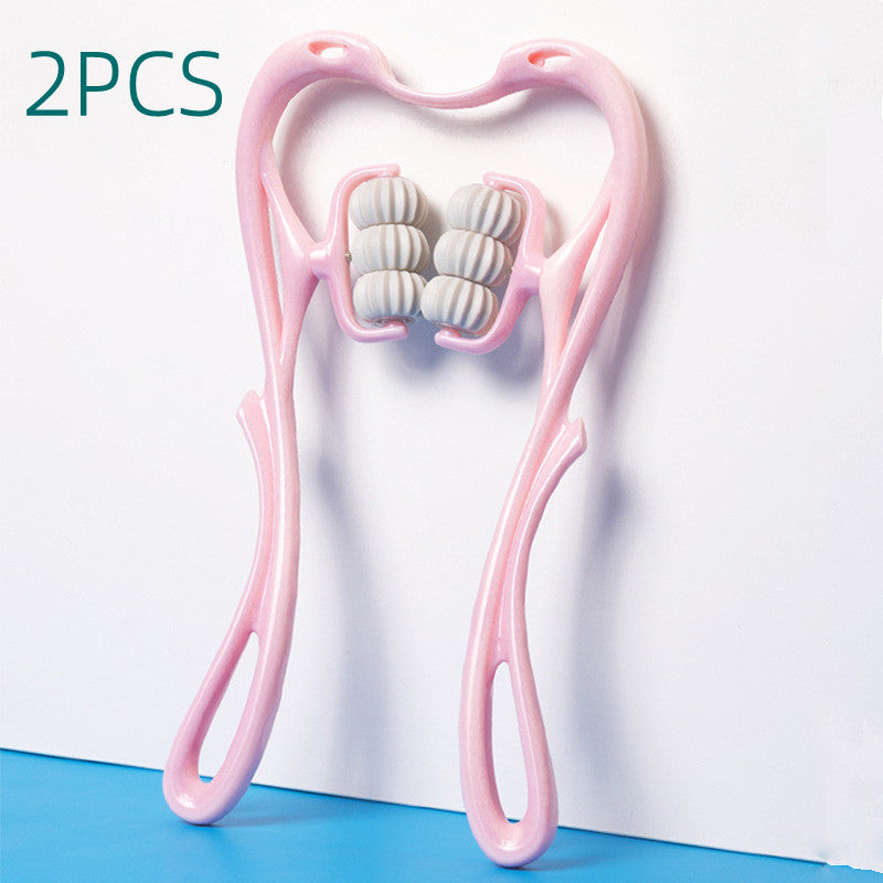 Masajeador de cuello manual multifuncional de seis ruedas con rodillos de masaje para aliviar el dolor.
