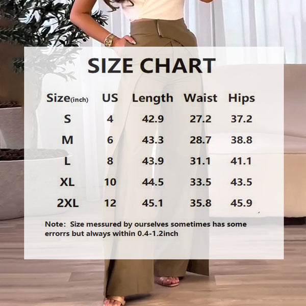 Women's Solid Color High-Waisted Wide-Leg Pants With Crossover Design Pockets Casual Spring & Fall Trousers