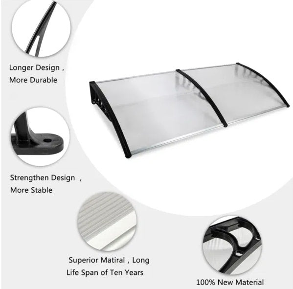 Outdoor Front Door Window Awning Patio Canopy Rain Cover UV Protected Eaves RT