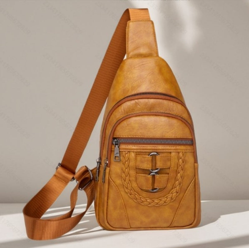 Men's And Women's Retro Leather Crossbody Bag Chest Bag
