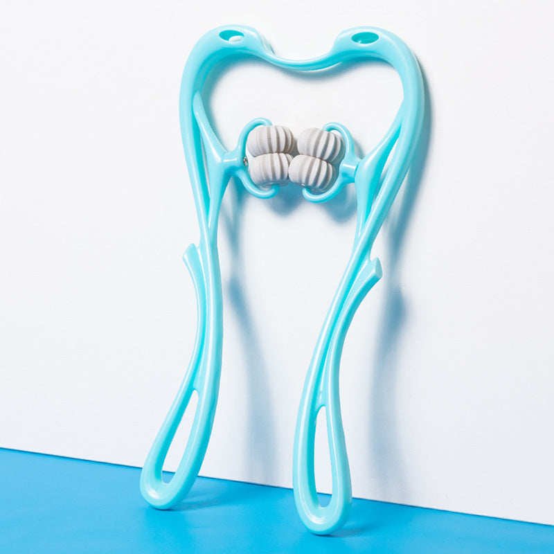 Masajeador de cuello manual multifuncional de seis ruedas con rodillos de masaje para aliviar el dolor.