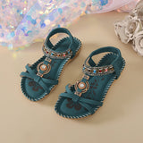 Stylish Beach Flat Handmade Beaded Rhinestone Sandals