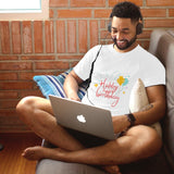Happy Birthday Men's Pure Cotton Round Neck T-shirt - Slightly Elastic, Suitable For All Seasons Knitted Fabric, Classic Fit Adult Shirt, Birthday Gift