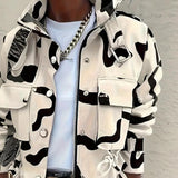 Women's Stand Collar Long Sleeve Jacket With Button & Zipper Closure - Two Large Pockets & Drawstring Hem Casual Short Jacket For Spring&Fall