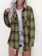 Stylish Loose Plus Size Plaid Shirt For Women