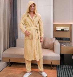 Conjunto de bata de terciopelo de fibra para hombre 