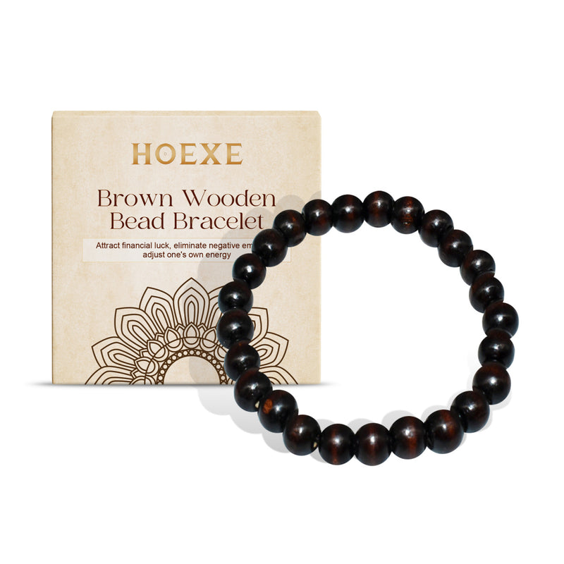 Hoexe Black Coffee Color Wooden Bead Bracelet Wooden Bead Bracelet For Everyday Hands Simple, Fashionable, Versatile And Niche Design Wooden Bead Bracelet