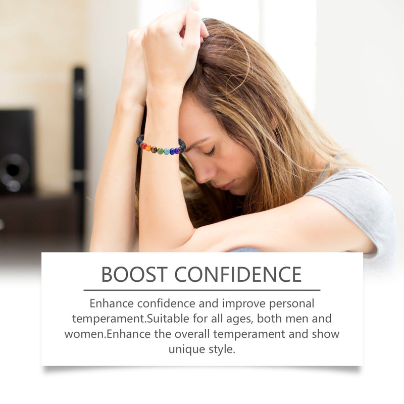 Hoexe Colorful Volcanic Stone Bracelet Jewelry Bead Bracelet Colorful Volcanic Stone Bracelet Adjustable Woven Beading
