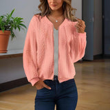 Women's Solid Color Jacquard Short Sleeve Casual Jacket Baseball Collar With Zipper Spring & Fall Lightweight Outerwear