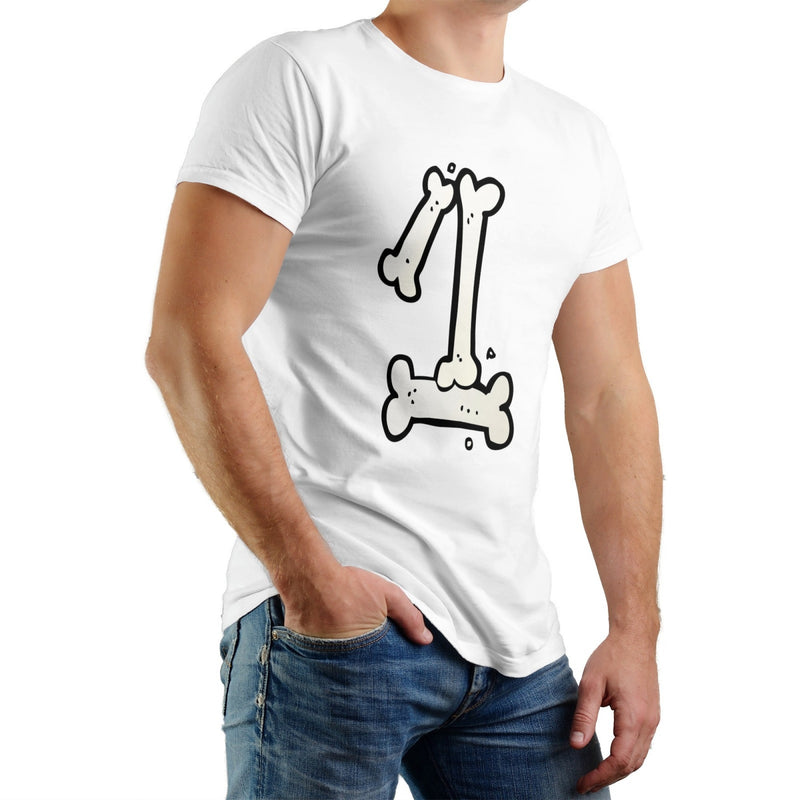 Bone Men's Pure Cotton T-shirt - Casual Round Neck, Slightly Elastic, Suitable For All Seasons Knitted Fabric, Classic Fit Adult Shirt, Pet Couple Shirt