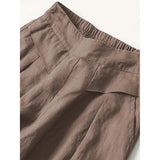 Women's Wide Leg Palazzo Pants Cotton Linen Elastic Waist Casual Pants Breathable Summer Trousers With Pockets