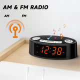 AM FM Alarm Clock Radio With Dual Alarm Sleep Timer  Snooze Functions Orange LED Display 4-Level Dimming Option ITOMA CKS3301