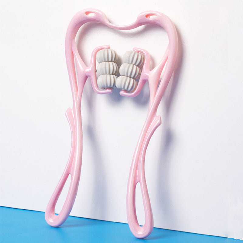 Masajeador de cuello manual multifuncional de seis ruedas con rodillos de masaje para aliviar el dolor.
