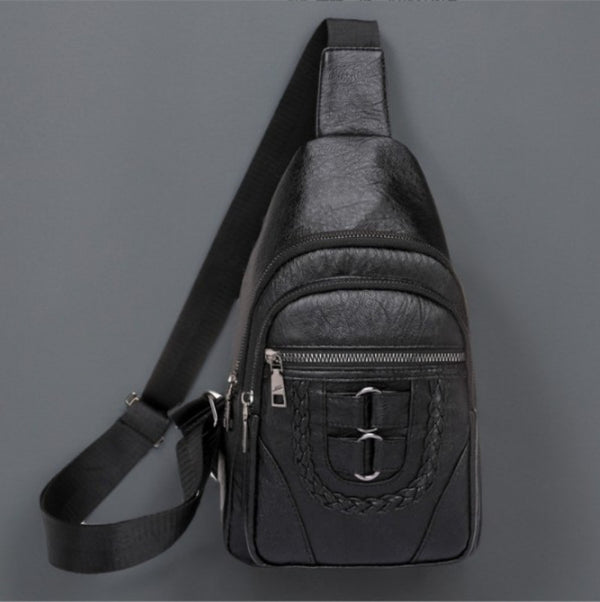 Men's And Women's Retro Leather Crossbody Bag Chest Bag
