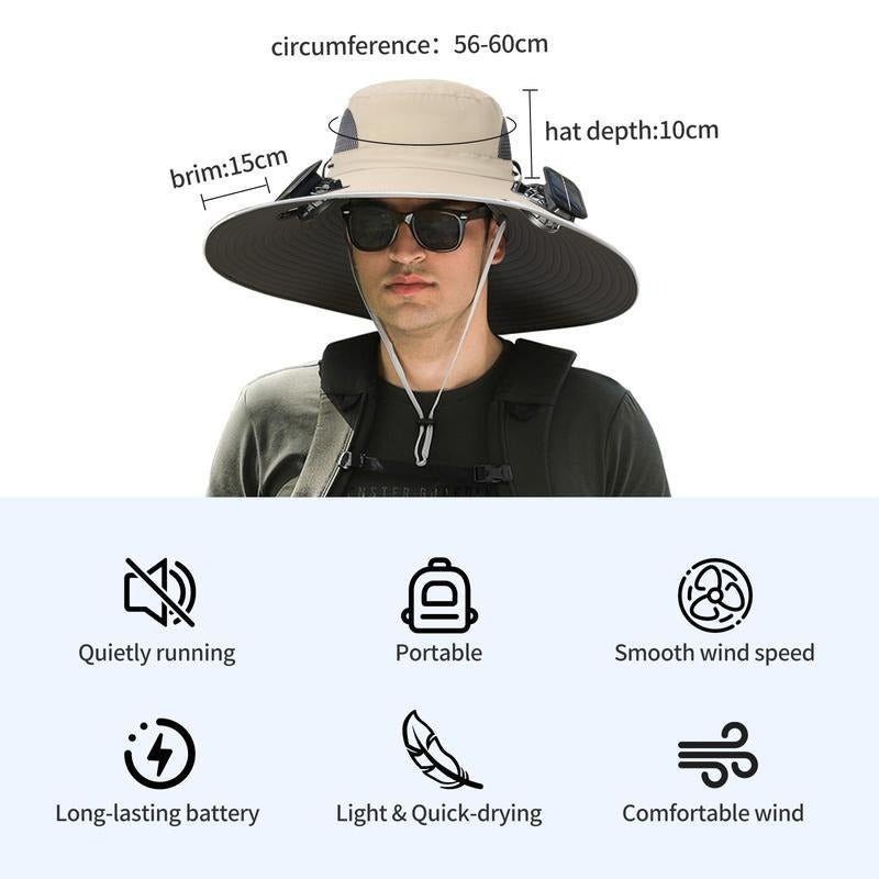 2025 New Solar Fan Outdoor Fishing Hat-Solar Sun Protection Sun Hat With Fan Solar Fan Hat Dual Power Supply Fan Outdoor Fan Solar Powered Outdoor Fishing Hat