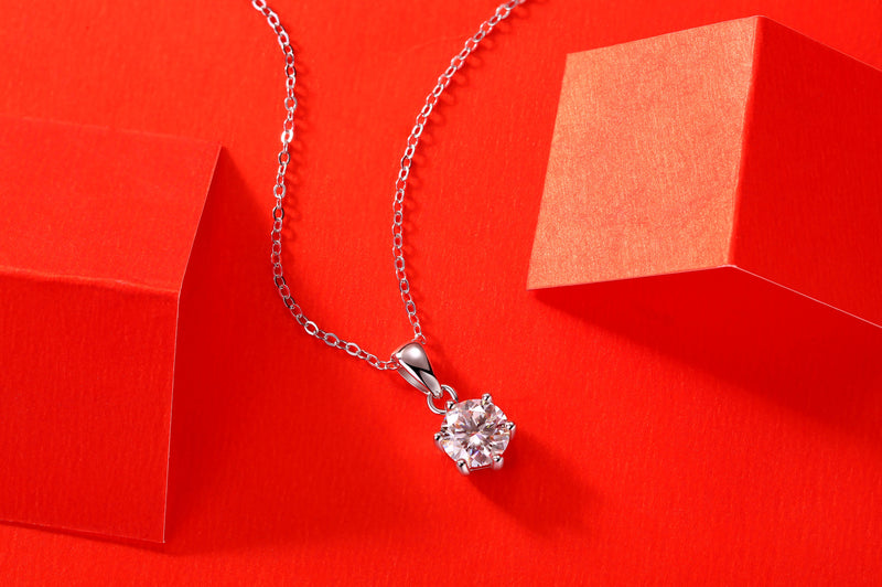 Breeze Dance - Affordable Diamond Jewelry Necklace Pendant Set With 1-carat, 2-carat And 3-carat Moissan Diamonds, S925 Sterling Silver And Platinum-plated. Fashionable And Trendy Jewelry.