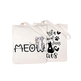 Cartoon Cat Print Canvas Bag