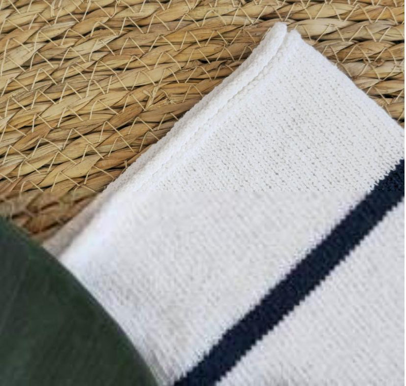 Women's 2025 Spring Summer Casual Fold-Down Short Sleeve Fashion Button Knitted Cardigan Sweater Navy Striped Sleeve Knitted Cardigan