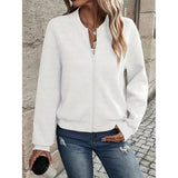 Chaqueta bomber para mujer, abrigo informal con textura, cuello alto y cremallera, moda de otoño, conjuntos de chaquetas. 